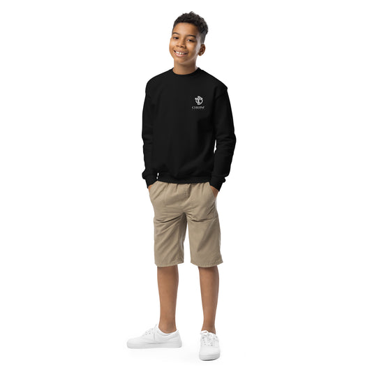 Youth Crewneck Sweatshirt with White Logo